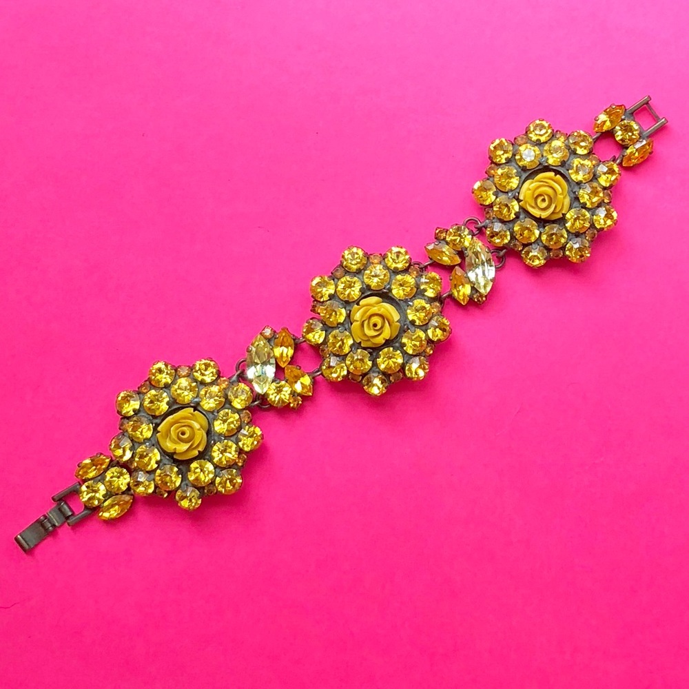 Yellow Swarovski and Lucite Floral Dimitriadis Blt
